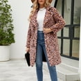 thumbnail image 7 of Stichou Long Leopard Suit Collar Faux Fur Coat Women's Casual Coat Autumn and Qinter New Pink M, 7 of 7