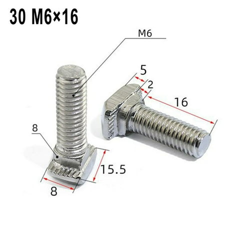 

20PCS T-head bolt for profile 30 type and 40 type groove 8 Thread M6