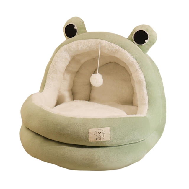 QualitChoice Lit pour Chat Grotte Fond Antidérapant Nid pour Chat Fermé Vert Intérieur Résistant Chats Semi-Moyens Porter Vert m