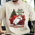thumbnail image 2 of Funny Fat Santa Couch T‑Shirt, Just Waiting for Christmas Tee for Lazy Holiday Season, 2 of 6