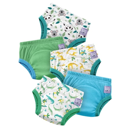 Bambino Mio 5 PACK Reusable Potty Training Pants for Boys and Girls - (3T-4T / Age 3-4 Years) Wild Life, Reusable Cotton Underwear for Toddlers