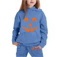 thumbnail image 6 of Minimalist Classic Jack-o-Lantern Face Kids Halloween Tracksuit, 2Pcs Stretch Polyester Hoodie Jogger Set for Toddler & School-Age Kids(Gray160), 6 of 6