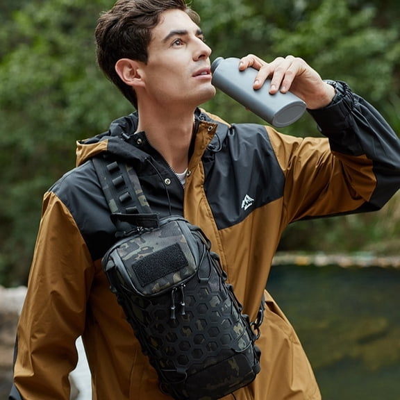 Tactical Messenger Bag Functional Shoulder Bag Multifunctional Mountaineering Travel Hiking,Dark Green