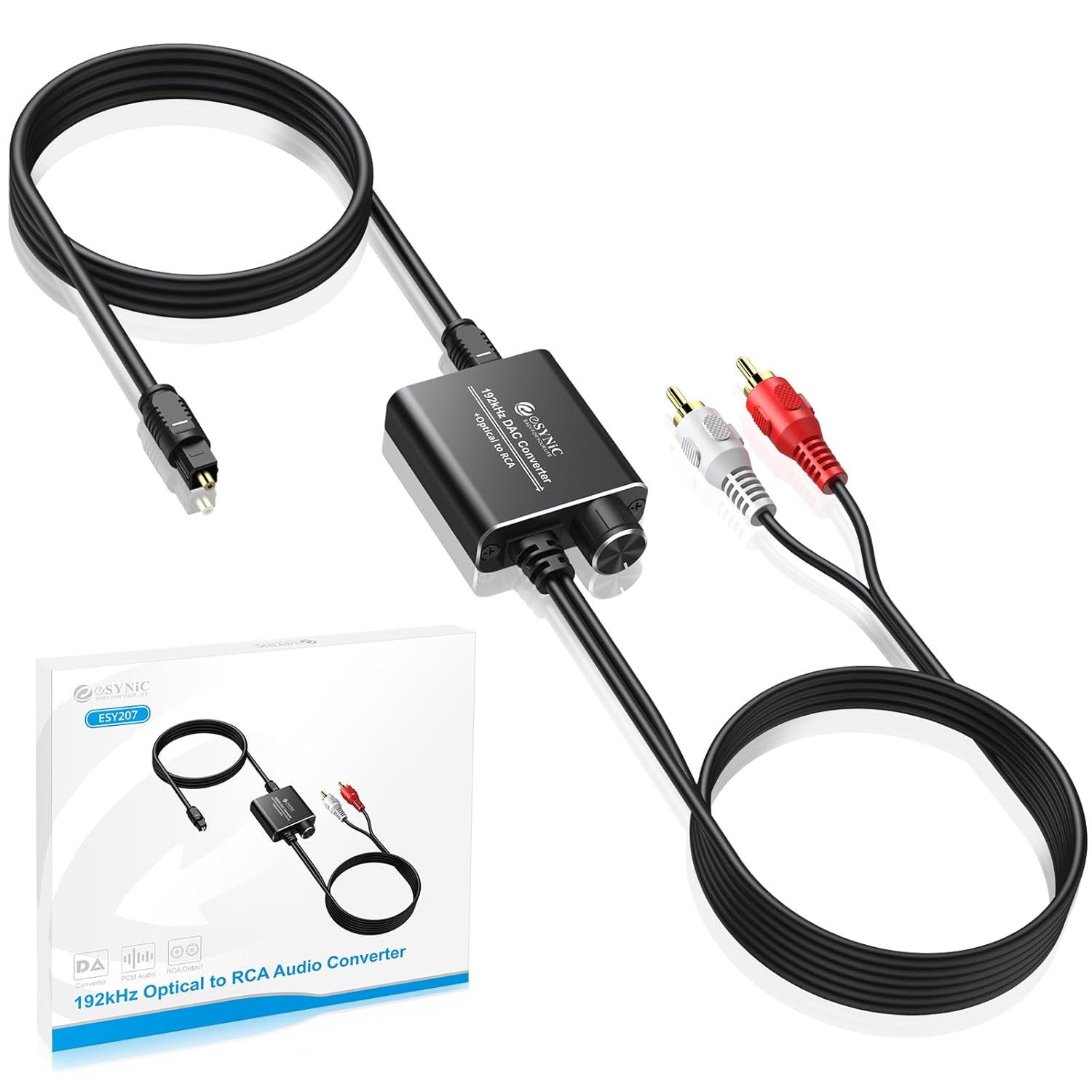 eSynic Optical to RCA Converter 192kHz DAC, Aluminium Alloy