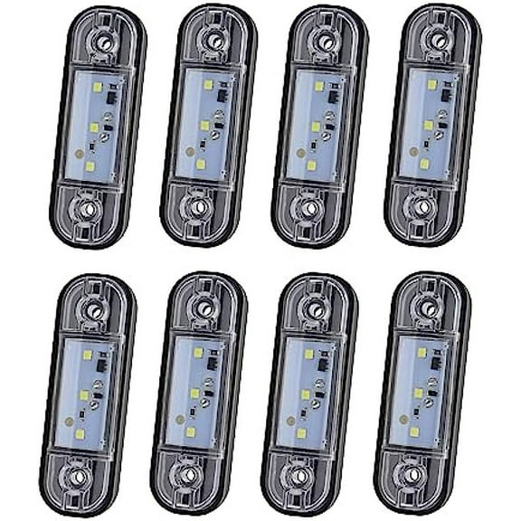 LINLIN 8PCS LED Side Marker Lights White,Universal Truck Trailer Caravan Recovery Van Side Lights 12V 24V Marker Front Rear Position Lights,3.4 Inch