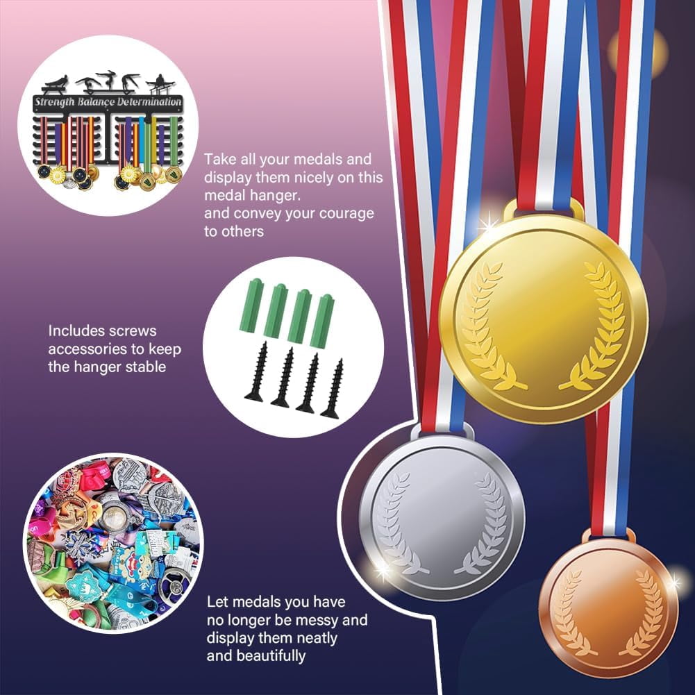 1 Set Sports Medal Hanger Display Medal Holder Award Metal Medals Organizer Ribbon Display Holder Rack Wall Mounted Race Non-Slip Hooks Gifts for Athletes diy Sports