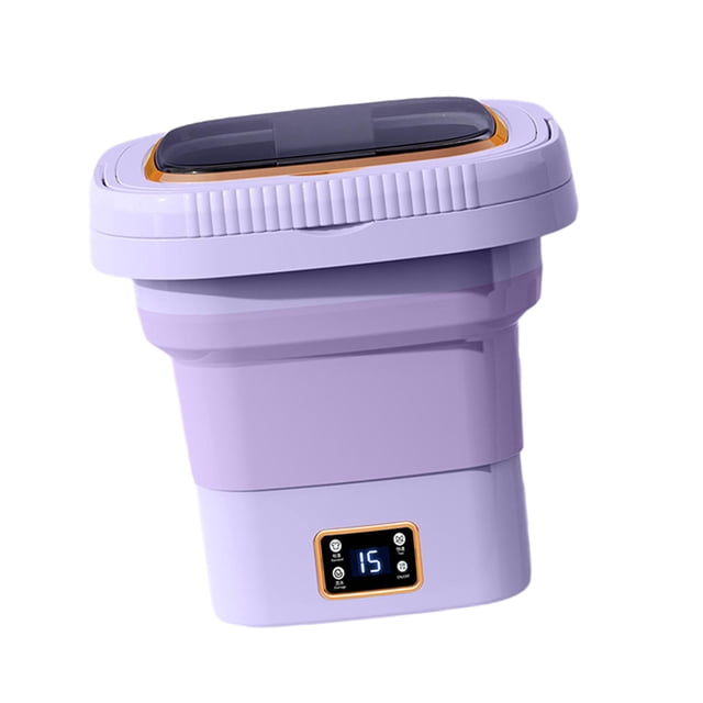 Lavadora portátil plegable, lavadora de cubeta pequeña, alta potencia, fácil de , lavadora pequeña compacta para RV, apartamento, camping, Tapa transparente violeta 9L BLESIY Lavadora portátil