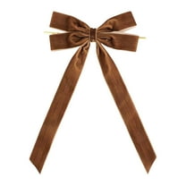 Velvet Ribbon Bows for Christmas Tree, 5" x 10" Rustic Vintage Velvet Craft Bows with Twist Ties for Wreath Garland Gift Wrapping Party DIY Decorations, Brown, Bows
