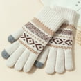 thumbnail image 5 of Mishuowoti winter work gloves for men and women warm gloves open and Full finger gloves Screen Gloves Snow Flower Warm Knit Winter Gloves Christmas Gifts Stocking Stuffers For Women Beige One Size, 5 of 5