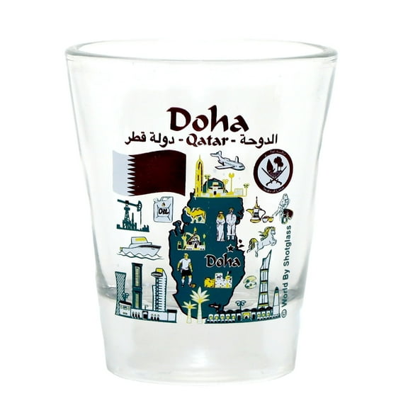 Doha Qatar Landmarks and Icons Collage Shot Glass