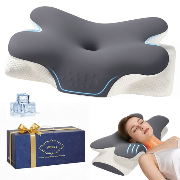 Vipuse Memory Foam Ergonomic Cervical Neck Support Bed Pillows for Side Back Stomach Sleeper Sleeping