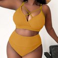 thumbnail image 2 of Bikini Sets for Women 2024 Women's Sexy Plus Size Solid Color Suspender High Waisted Bikini Plus Size Swimsuit Womens Pant Suit 4 Swimsuits for Women with Underwire Bra Swimsuits All Yellow XXL, 2 of 7