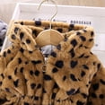 thumbnail image 4 of IDOPIP Kids Girls Fall Winter Leopard Faux Fur Hooded Coat Jacket Thick Fleece Windproof Parka Outwear, 4 of 8