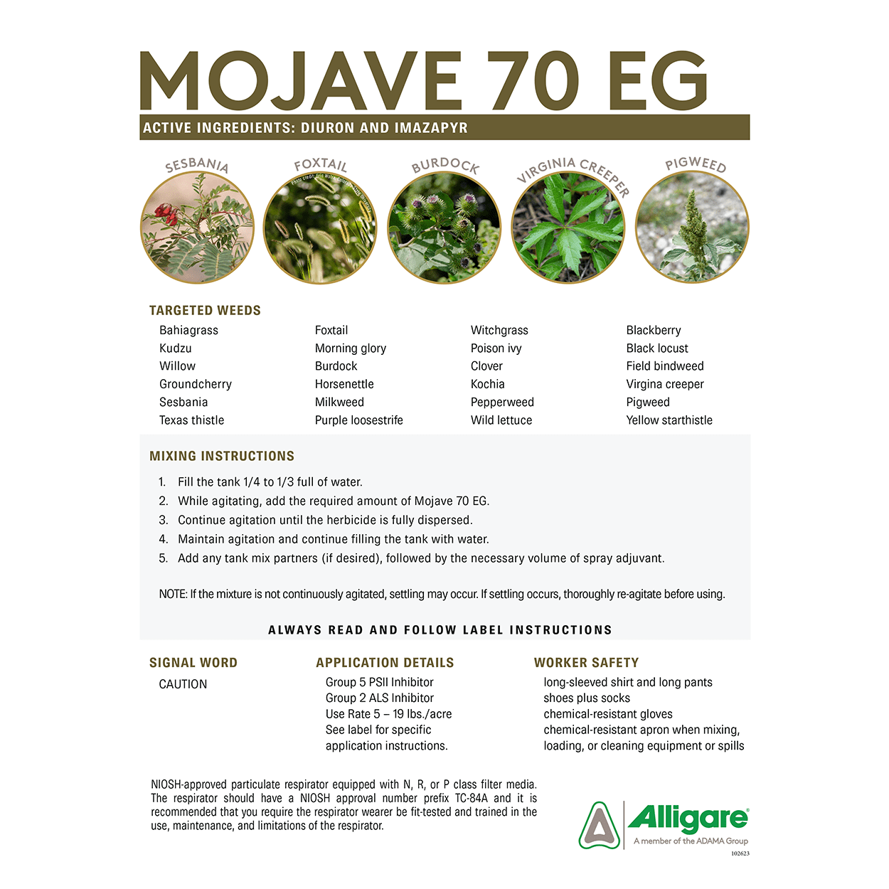 Mojave 70 EG Herbicide - Complete & Residual Vegetation Control - 5 lb Bag by Alligare
