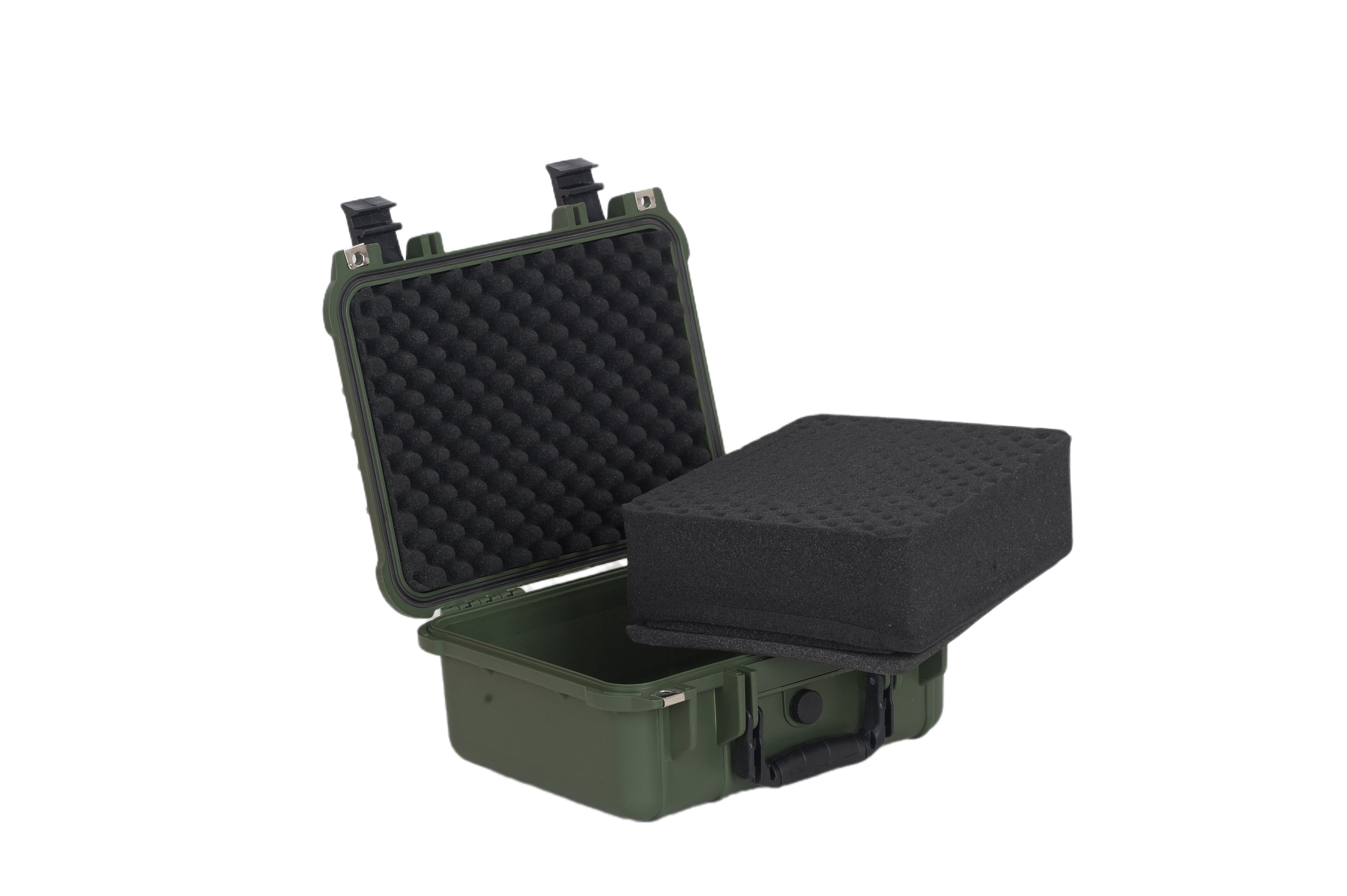 MEIJIA Portable All Weather IP67 Waterproof Hard Case with Foam,Green,13.35 x11.63x5.98inches