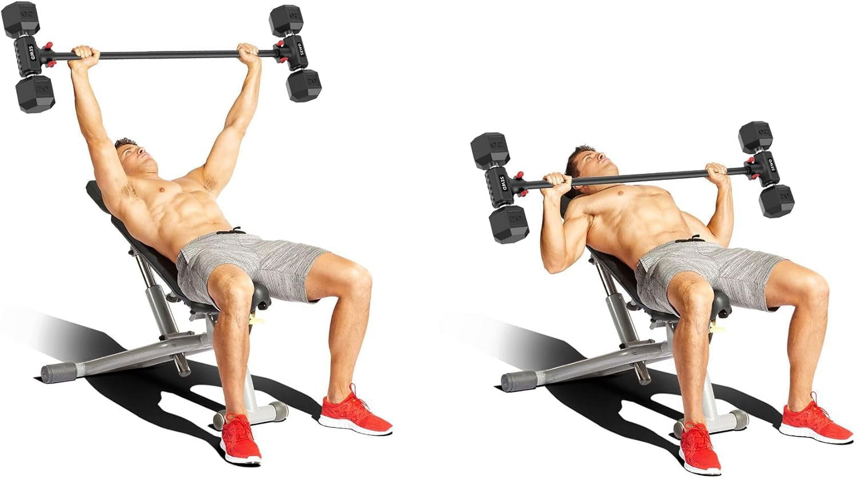 Converter Barbell Set - 220LB Capacity Adjustable Weight Lifting Bar for Home Gym Full Body Workout