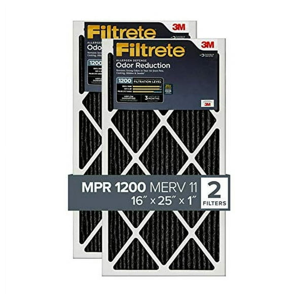 Filtrete 16x25x1, AC Furnace Air Filter, MPR 1200, Allergen Defense Odor Reduction, 2-Pack (exact dimensions 15.69 x 24.69 x 0.81)