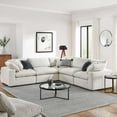 thumbnail image 5 of Modular Sectional Sofa Couch, Ivory White, Fabric, Living Kitchen Cafe Bistro Hospitality Restaurant, Modern Contemporary HB34775, 5 of 5