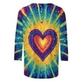 thumbnail image 3 of 3/4 Sleeve Blouses for Women Funny Tie Dye Crew Neck Pullover Tops Trendy Spring Summer T-shirt Holiday Beach Attire, 3 of 5