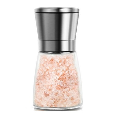 Mincham Manual Salt or Pepper Grinder, Best Spice Mill with Stainless Steel Cap, Ceramic Blades and Adjustable Coarseness, Refillable Glass Body with 6OZ Capacity