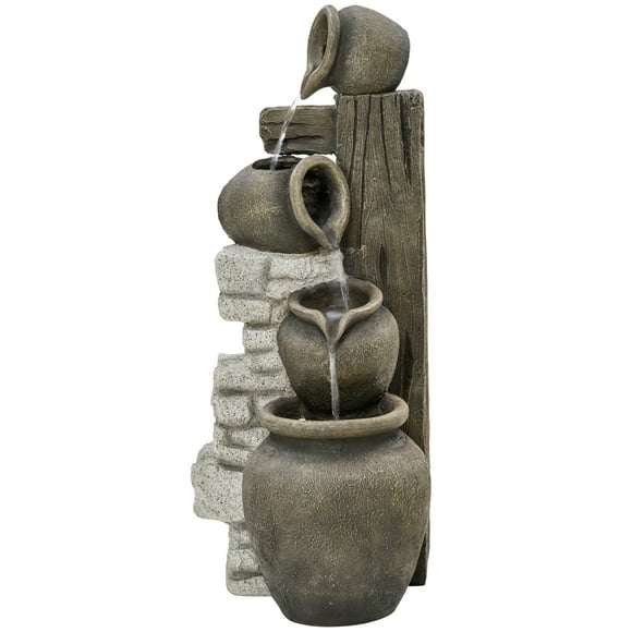 Outsunny Wine Jars Waterfall Fountain 4-Tier Outdoor Fountain Water Feature