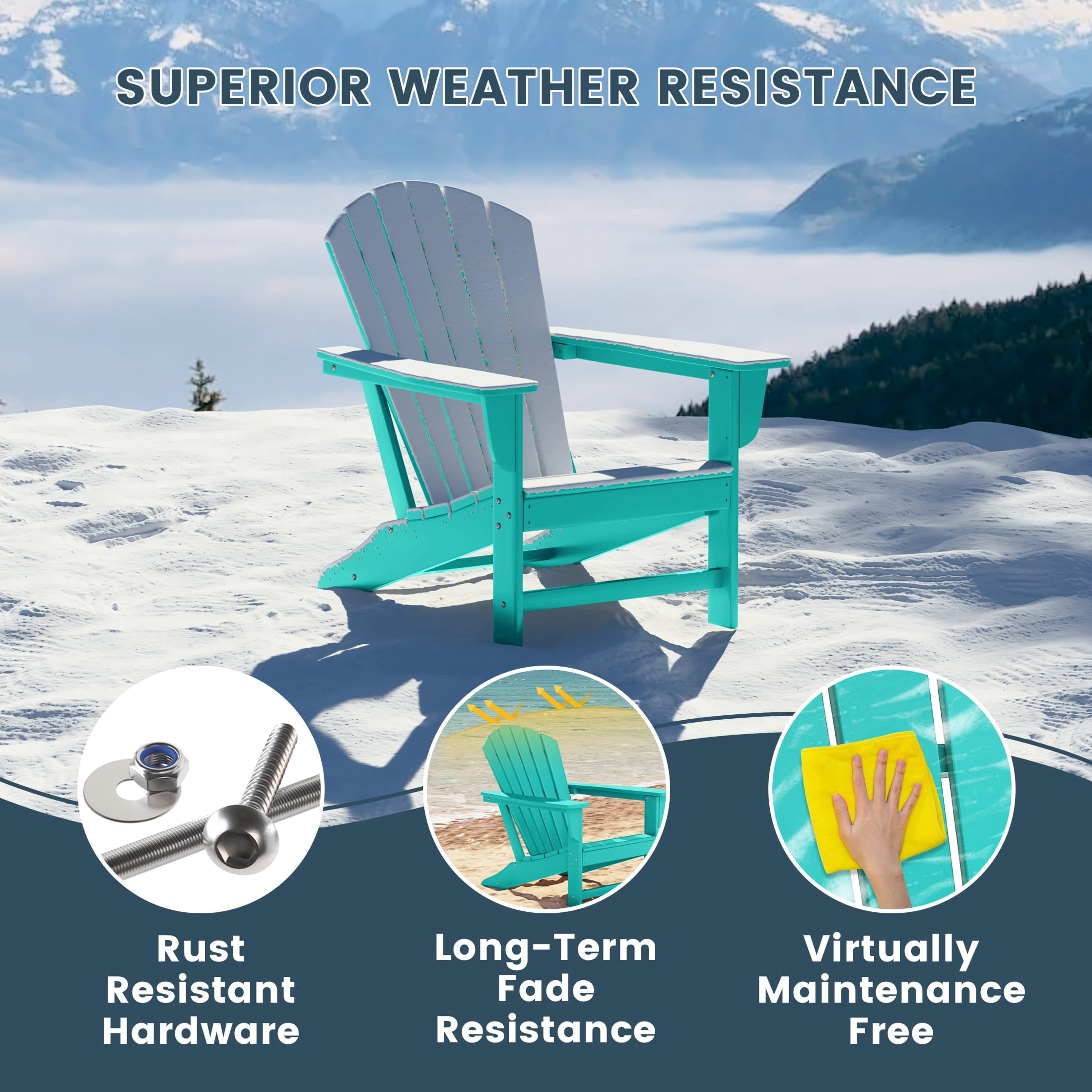 WestinTrends Dylan Outdoor Adirondack Chair, Turquoise