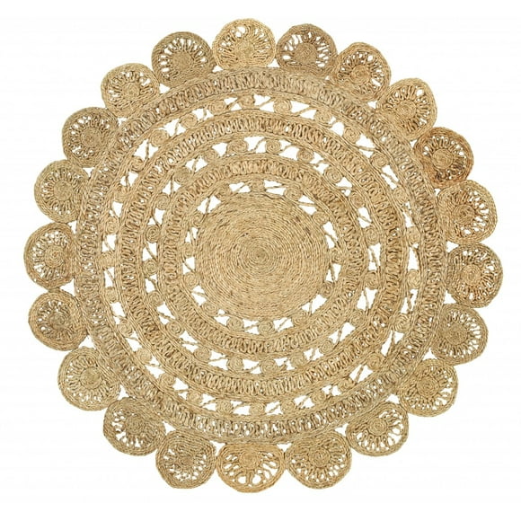homeroots home decor 394231 Sunshine Golden Natural Jute Area Rug