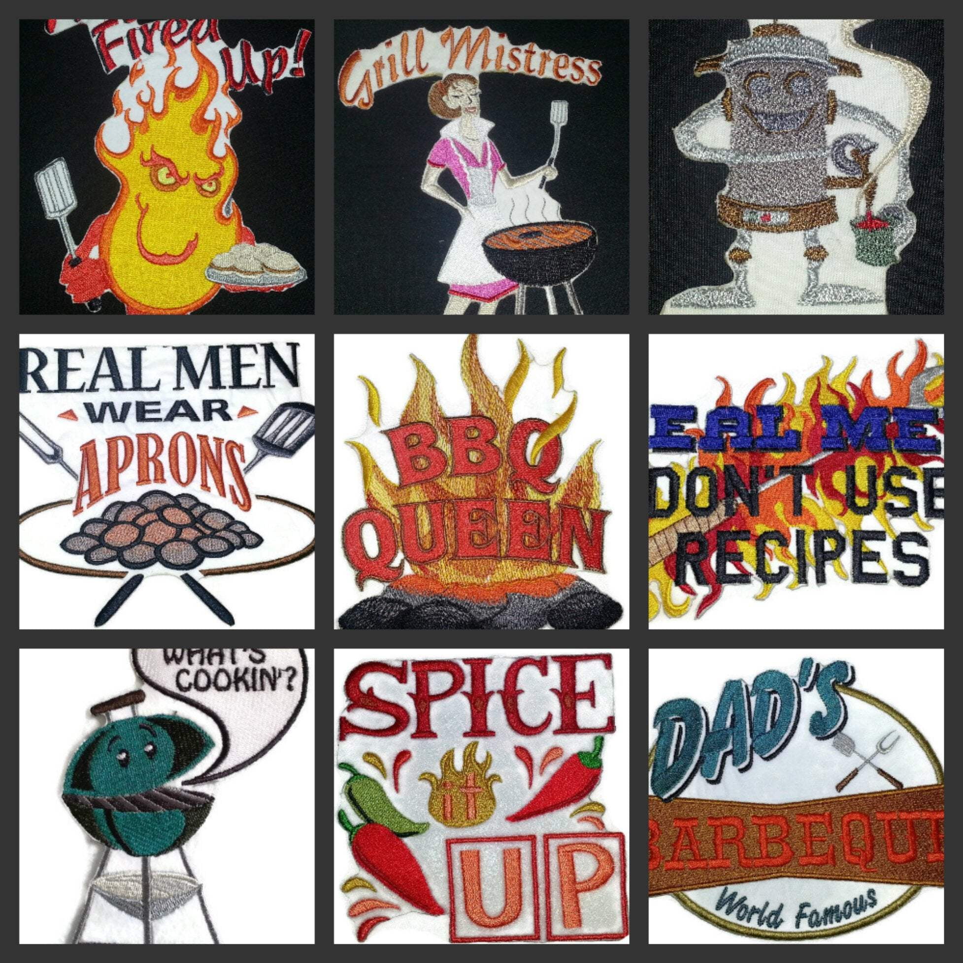 Apron Design [BBQ Queen] Embroidered Iron On/Sew Patch [5 X 6]
