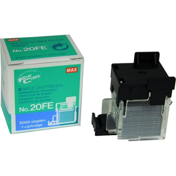 Max 20FE Flat Clinch Stapler Cartridge For use with EH-20F Flat Clinch Stapler Cartridge, Staples Up to 20 Sheets of Paper (Based on 80gsm stock), 2000 Staples in Total