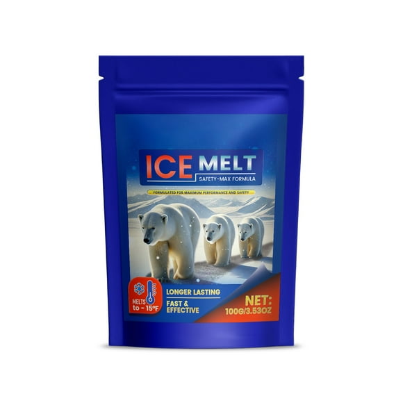 Snow Salt Ice Melt for Concrete, 100 g, Safe for Driveways, Sidewalks & Patios, Melts Ice to -15°F