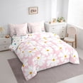 thumbnail image 3 of Manfei Pink Daisy Groovy Twin Bedding Sets 7-Piece, Cartoon Flower Floral Bedding Comforter Set, Teens Kids Boys Girls Reversible Sheet Sets, Microfiber Bedroom Decor, 3 of 7