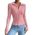 thumbnail image 1 of Womens Plain Shirts Ladies Tops And Blouses Fall Long Sleeve Button Down Shacket Oversized Womens Tee Shirts Red L, 1 of 4