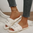 thumbnail image 6 of Xfvqtps Fluffy Slippers for Women Rhinestone Decor Winter Warm Open Toe Slip on Furry Cozy Indoor and Outdoor Plush Shoes White, 6 of 9