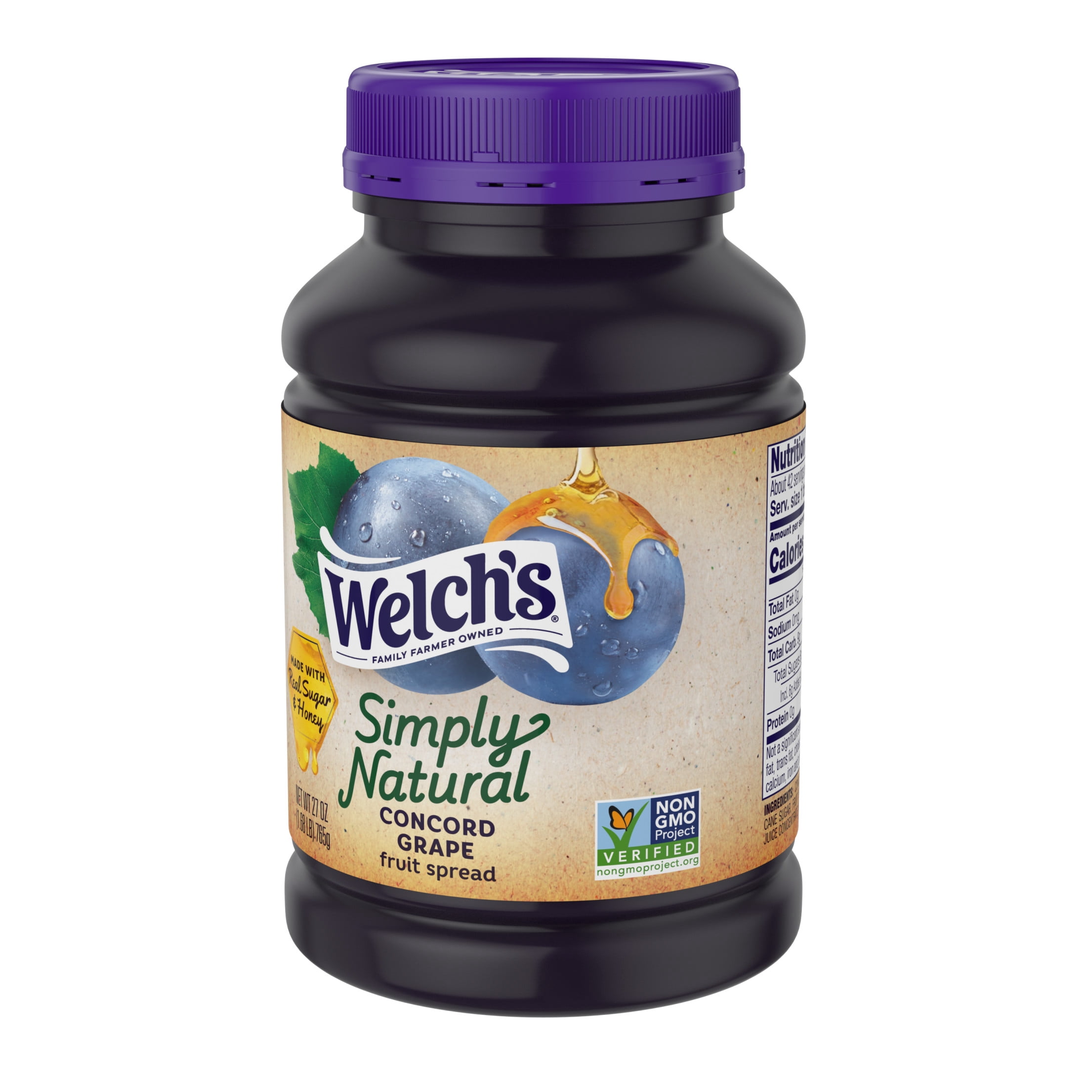 (3 pack) Welch's Simply Natural Concord Grape Spread, 27 oz Jar