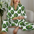 thumbnail image 5 of KLL Happy Watermelon Print Women's Long Sleeve Pajamas with Pants Sleepwear Loungewear 2 Set-XX-Large, 5 of 7