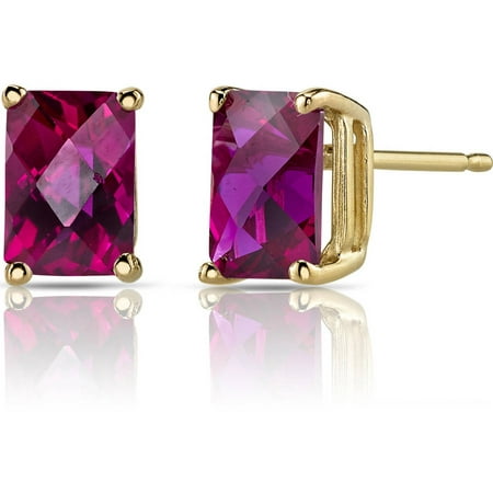 Oravo 2.50 Carat T.G.W. Radiant-Cut Created Ruby 14kt Yellow Gold Stud Earrings