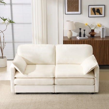 FFZ 69 inch 2-Seater Chenille Cloud Sofa, Beige