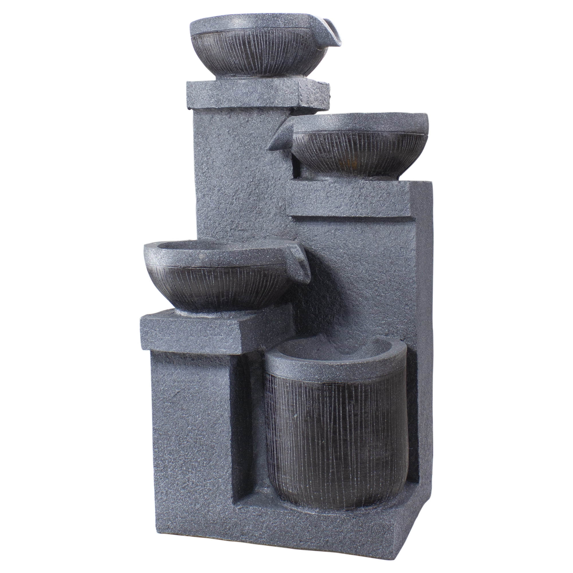 Northlight LED Lighted Cascading 4-Tier Bowl Outdoor Water Fountain - 23"