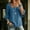 Blue, variant on Women Soft Linen Cotton Square Neck Shirt, Three Quarter Petal Ruffle Sleeve Loose Solid Casual Blouse All-Match Daily Tops Pink XXL(XXL)