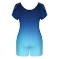 thumbnail image 5 of Économies d'Été! SROBPTY Combinaisons pour Femmes, Mode Col Rond Court Grande Taille Manches Bouffantes Poches Imprimées Combinaison Décontractée Tendance Bleu Clair, TG, 5 of 5