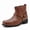 Brown, variant on Men's Western CowboyBoots, Square Toe Biker Boots with Metal Rivet Strap, Side Zipper Casual Short Boots, Block Heel Retro Fashion Boots for Men