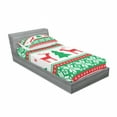 thumbnail image 3 of Ambesonne Christmas Fitted Sheet & Pillow Sham Set, Holiday Season Deer, Full, Red Green White, 3 of 3