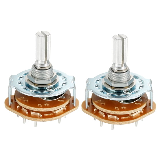 2P5T 2 Pole 5 Position Selectable 1 Deck Band Selector Rotary Switch 2Pcs