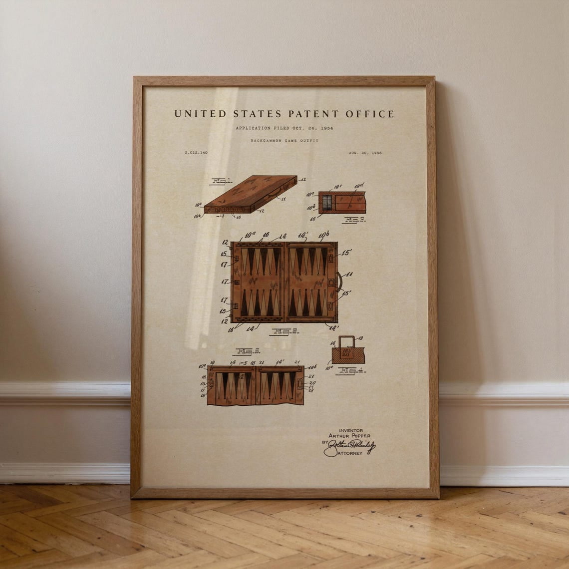 Backgammon Patent Wall Art Print Board Game Decor Unframed Paper Print