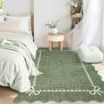 thumbnail image 2 of Scalloped Bow Rug for Living Room, Solid Green Rug for Dorm, Washable Rugs 4x6 Soft Low Pile Non Slip Scalloped Rugs for Nursery College Bedroom Decor Kids Room Playroom, 2 of 8