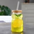 thumbnail image 2 of EFINNY Glass Cups with Lids and Straws - Drinking Glasses, Glass Tumbler with Straw and Lid, Iced Coffee Cups, Glass Coffee Cups with Bamboo Lids (2 Pack), 2 of 6