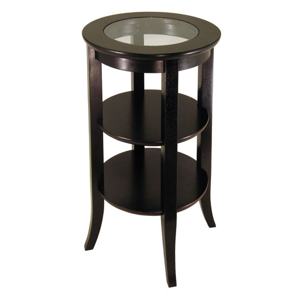 Winsome Wood Genoa Round Accent Table with Glass Top, Espresso Finish