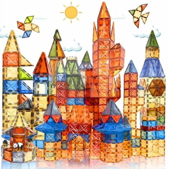 100 PCS Magnetic Tiles Diamond Magnetic Building Set Magnet Tiles STEM Toys