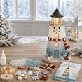 thumbnail image 2 of DIY Lighted Sea Glass-Style Lighthouse Kit, 3D Christmas Craft Kit for Adults with Warm LED Lights, Handmade Tabletop Holiday Decor for Mantel Shelf, Santa Snowman Reindeer Designs(Snowman), 2 of 10