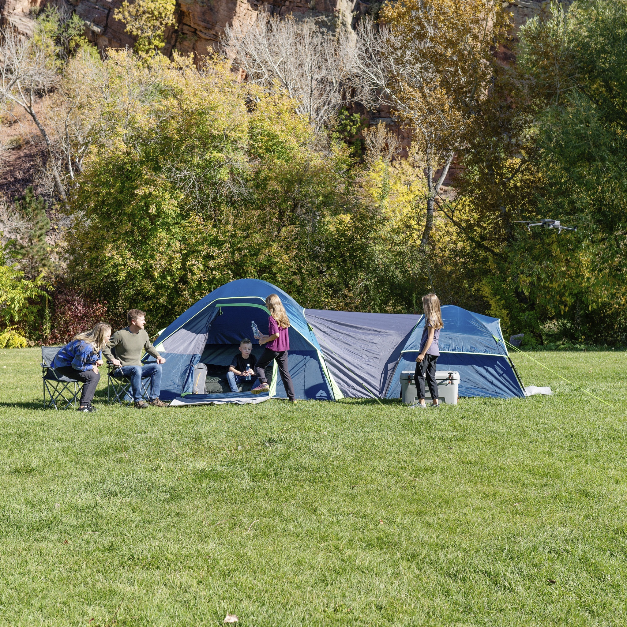 Carpa Ozark Trail de doble domo para 8 personas, configuración de 5 + 3 personas, azul 6